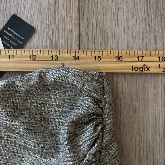 NWT Torrid Mini Foil Knit Tulip Skirt with Ruching in Silver Size 10 - Picture 5 of 11